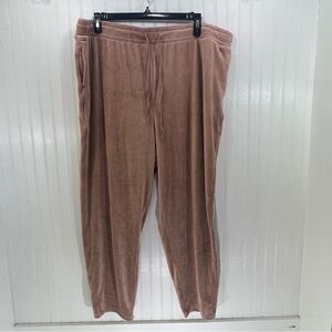 Cuddl Duds Velour Lounge Pants 3XL Solid Taupe Nude Blush Plush Drawstring